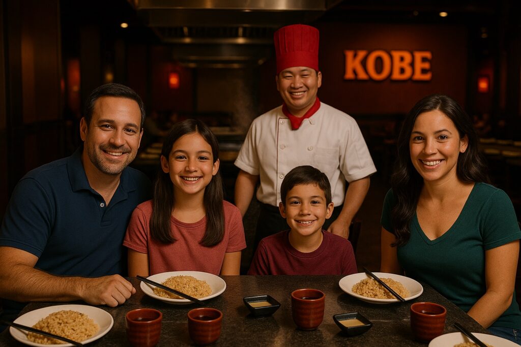 Family visiting Kobe Japanese Steakhouse.